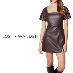 Lost & Wander Cold Brew Faux Leather Mini Dress - Size Large